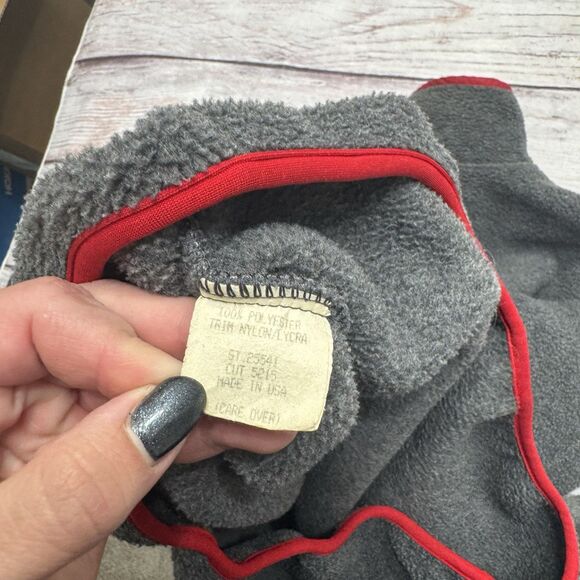 Patagonia First Edition Vintage 1985 Synchilla Snap T Charcoal Grey Red Large - Picture 7 of 11